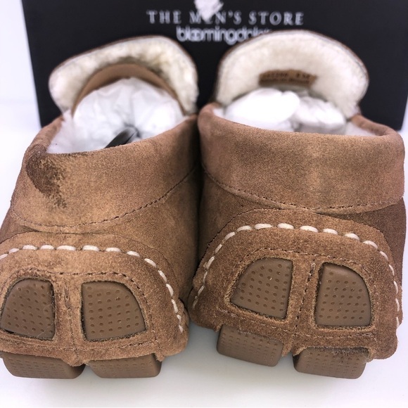 The Men's Store at Bloomingdale's Shearling Slippers Tan/Natural Suede Loafers - Picture 6 of 9
